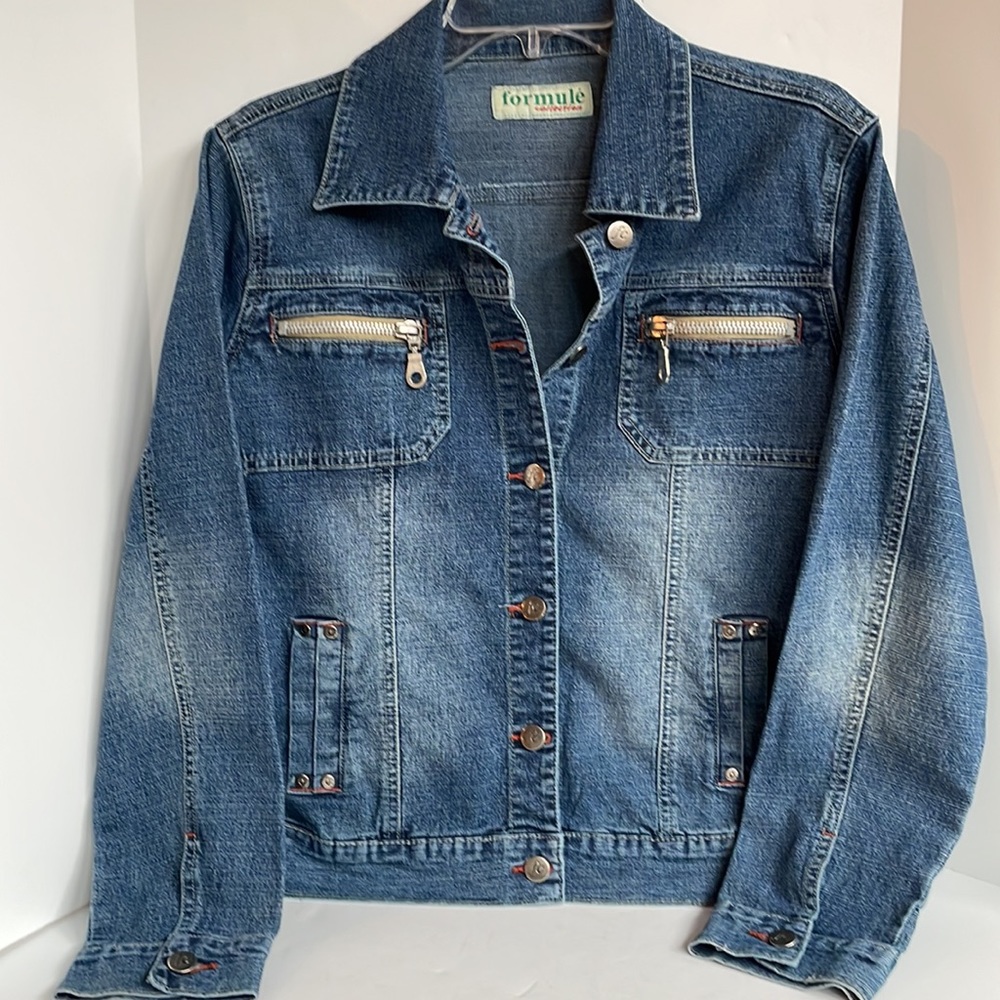 Formule’ Collection Button Front Zip Pocket Denim… - image 6